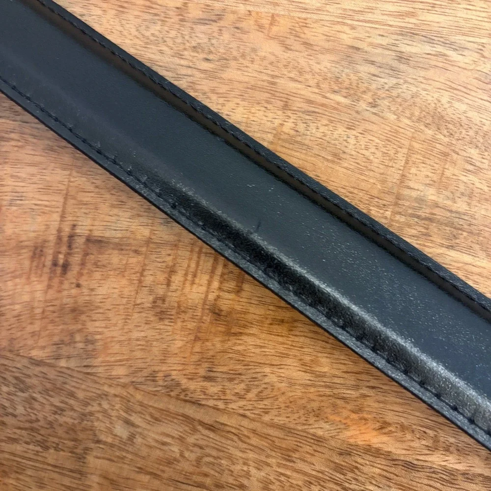 Mens Aniline Leather Dress Belt 36 Black Gold Buckle Made USA Cashmere Cowhide
